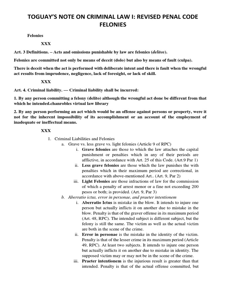 Understanding Grave Felonies in RPC | PDF | Crime & Violence | Crime ...