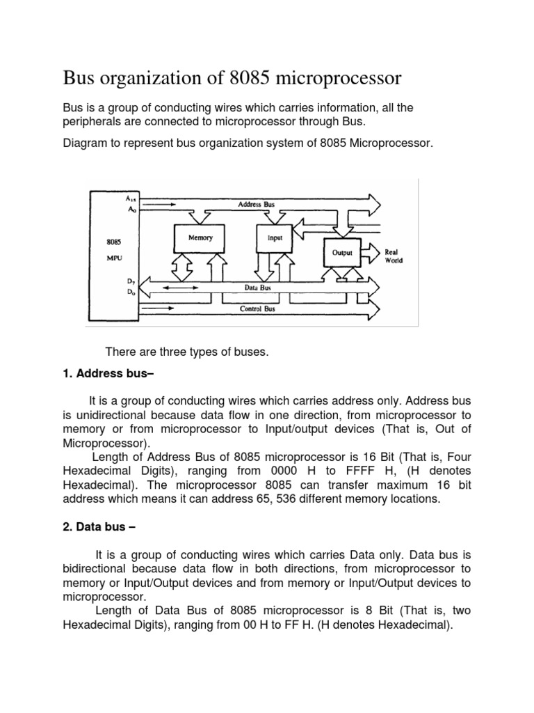Bus Organization of 8085 Microprocessor | PDF | Electronic Design ...