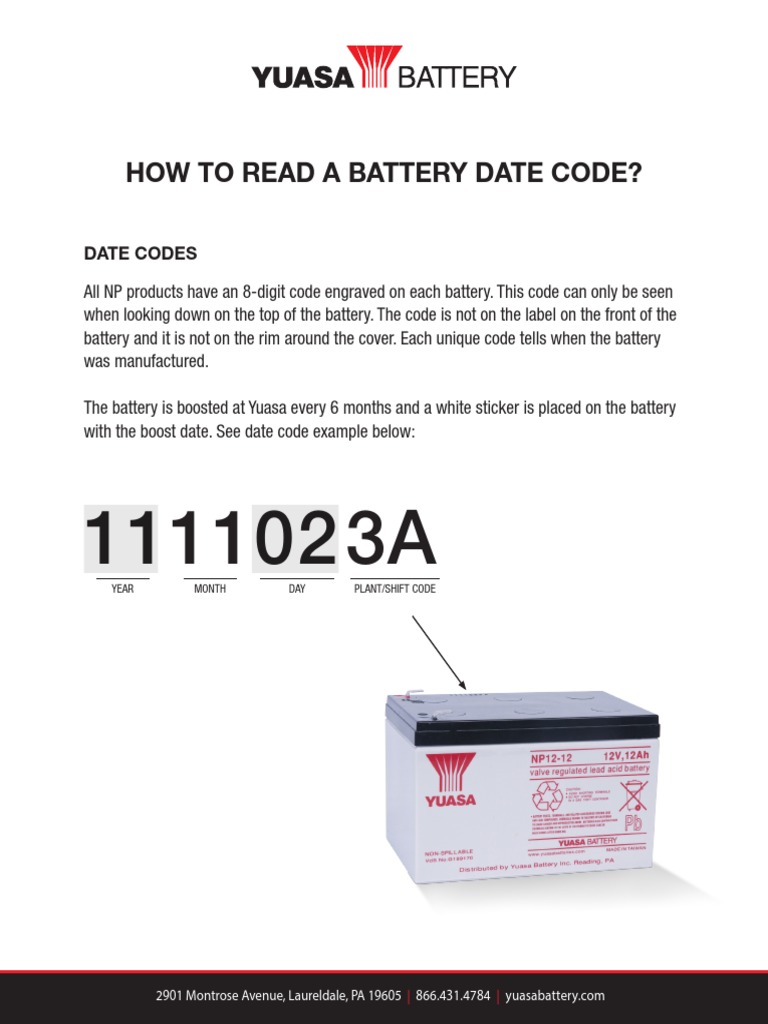 How To Read A Battery Date Code? | PDF | Manufacturing Companies Of ...