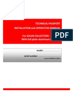 Technical Passport Installation And Operation Manual For Solar Collectors - Рк Sl Al With full plate aluminum absorber