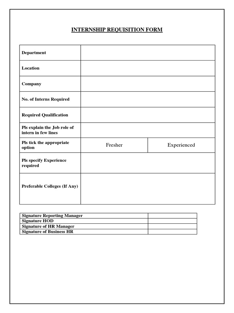Internship Application Requirements Pdf