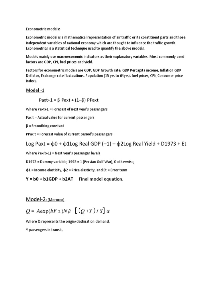 Econometric Models for Air Traffic Analysis | PDF | Finance & Money ...
