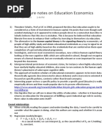 Week 1 notes on Education Economics