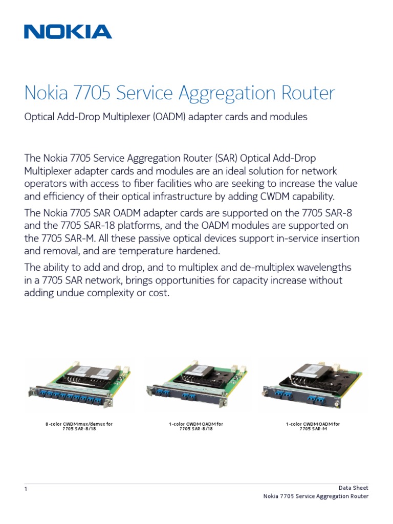 nokia 7705 sar oadm cards data sheet en wavelength division multiplexing networks