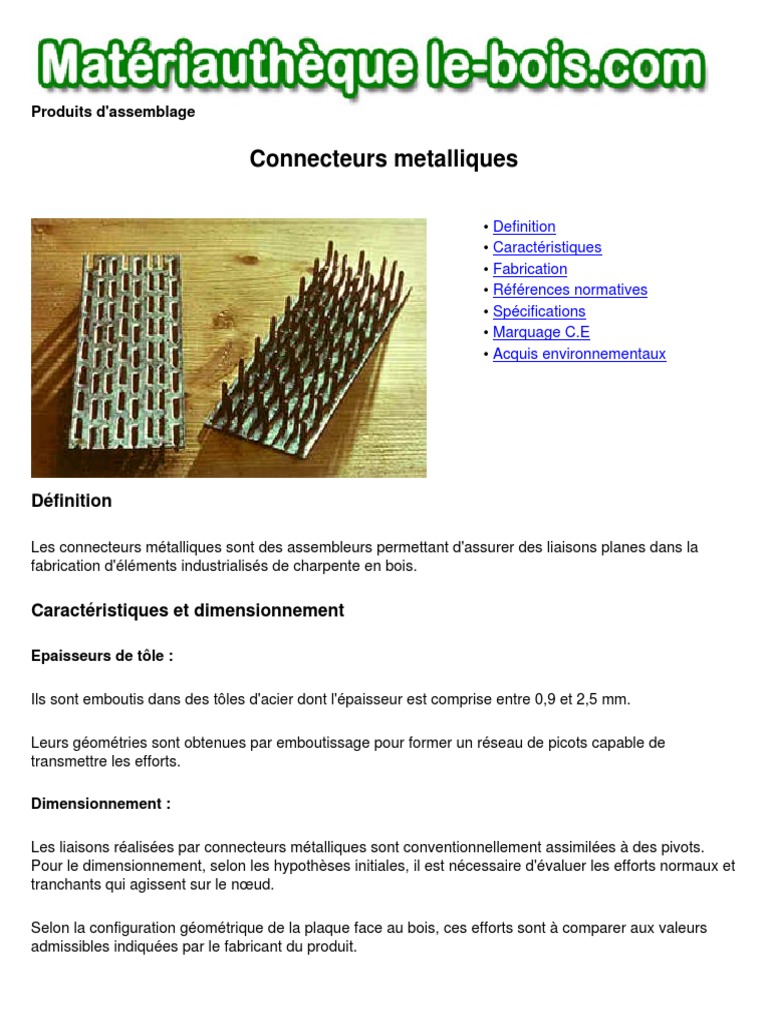 Connecteurs métalliques pour charpentes | PDF | Bois | Acier