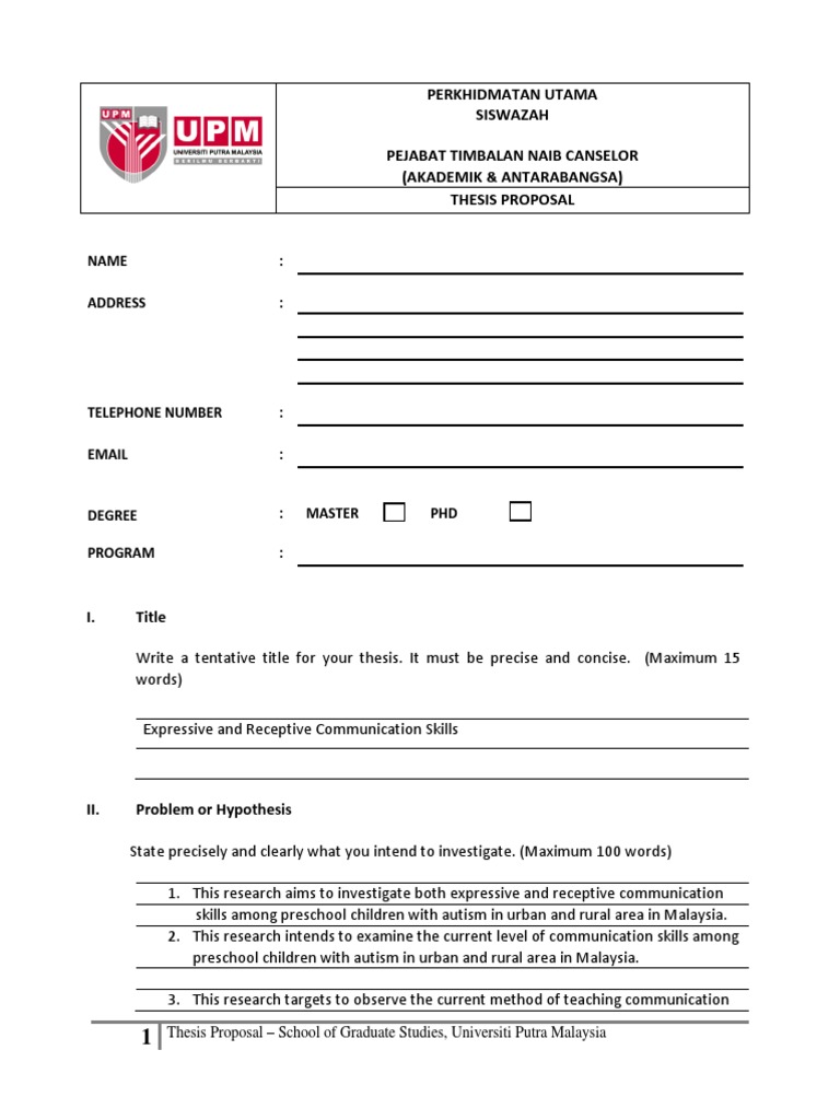 Thesis Proposal on Autism Communication Skills | PDF | Autism Spectrum ...