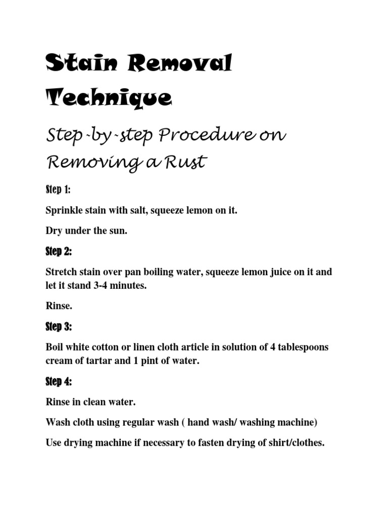 Stain Removal Technique PDF