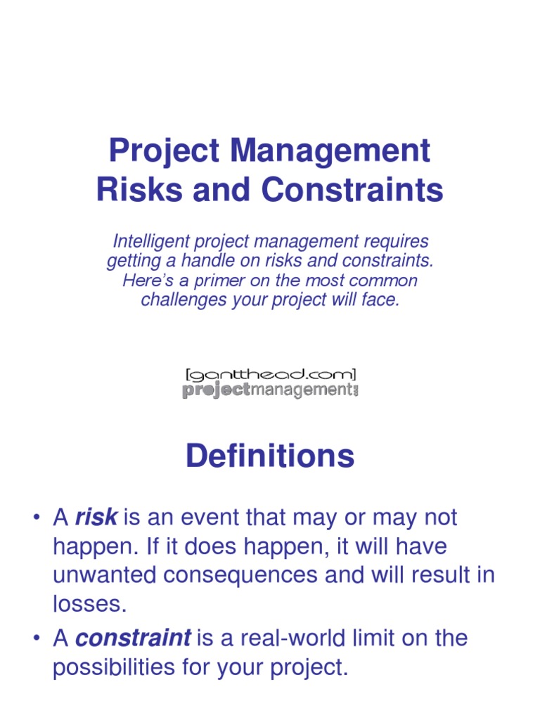 PM Risks and Constraints | PDF | Risk | Risk Management