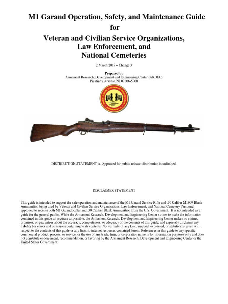 M1 Garand Operation and Maintenance Guide | PDF | Cartridge (Firearms) | Firearms