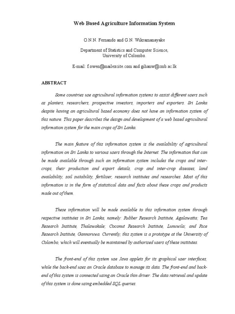 Web Based Agriculture Information System | PDF | World Wide Web ...
