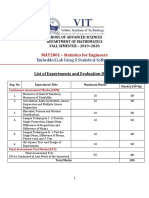 Fallsem2019-20 Mat2001 Ela Vl2019201000429 Assessment Rubrics 2. Mat2001-Se-lab - List of Experiments and Evaluation Details