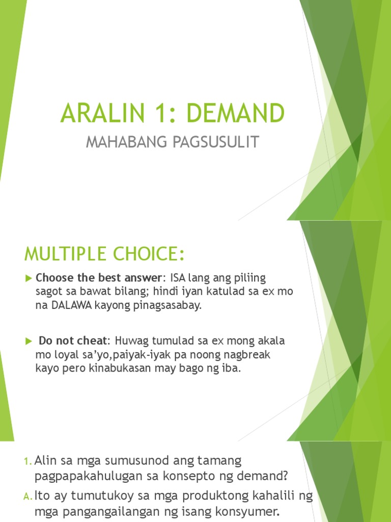 Aralin 1 Demand Test Pdf