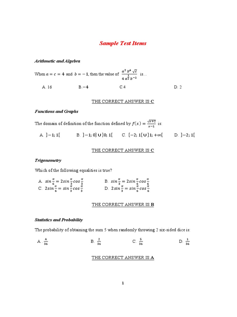 Math Sample Questions | PDF