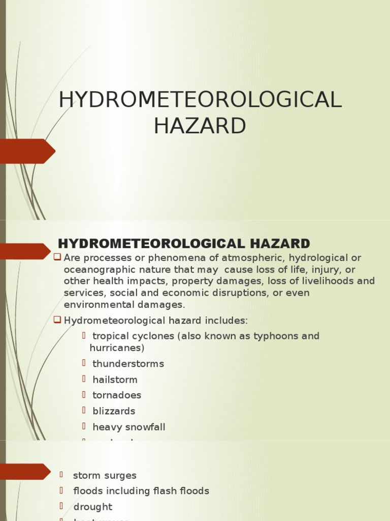 Hydrometeorological Hazard Thunderstorm Tropical Cyclones