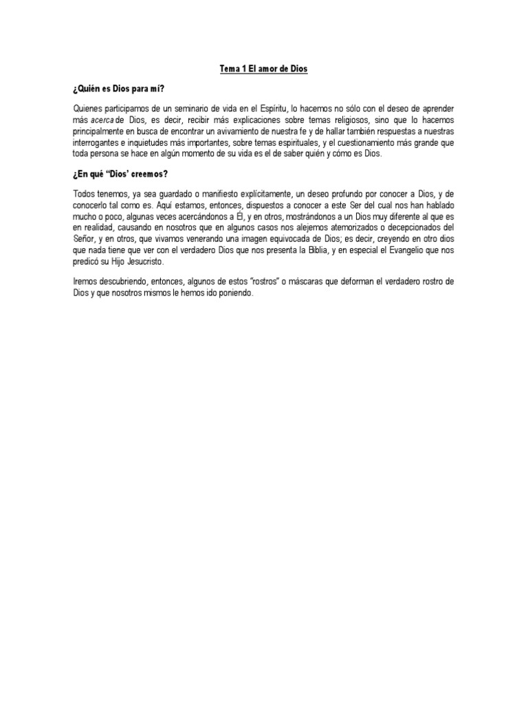Tema 1 El Amor de Dios | PDF