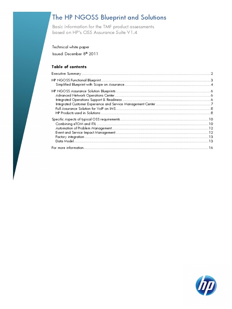 White Paper Hp Ngoss Blueprint And Solutions Pdf Itil Computer Network