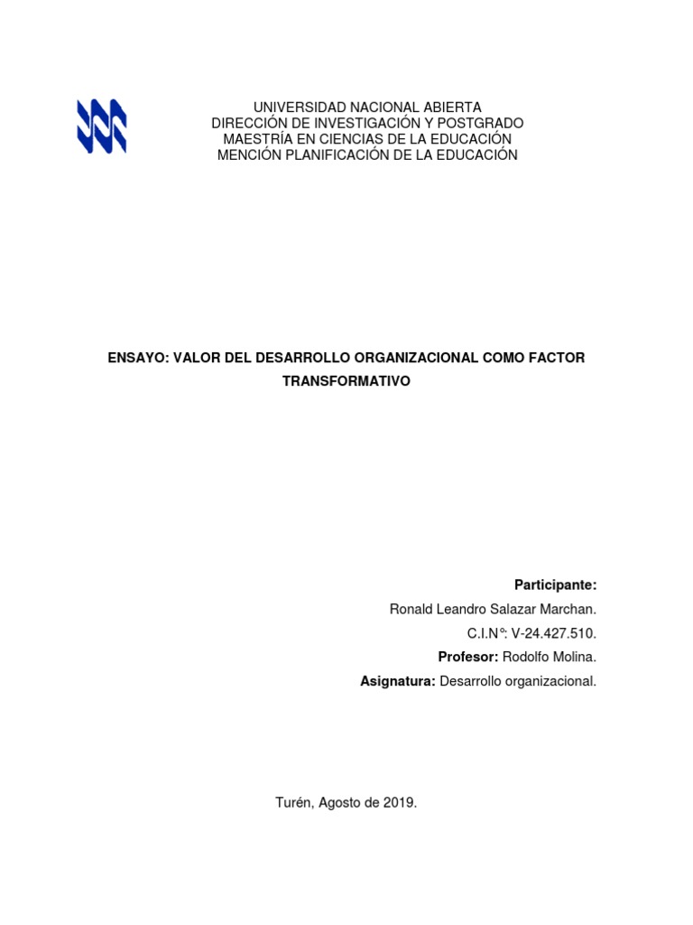 Valor Del Desarrollo Organizacional | PDF | Desarrollo organizacional