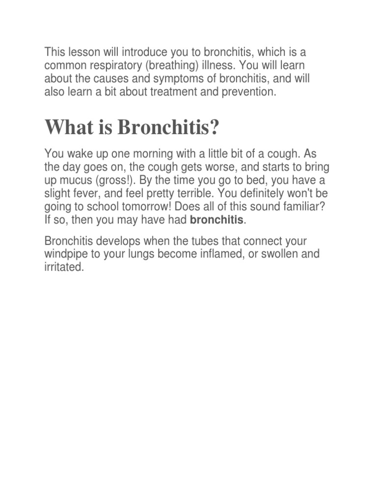 What Is Bronchitis? | PDF