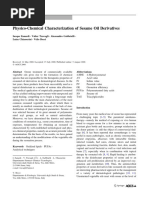 Physico-Chemical Characterization of Sesame Oil Derivatives