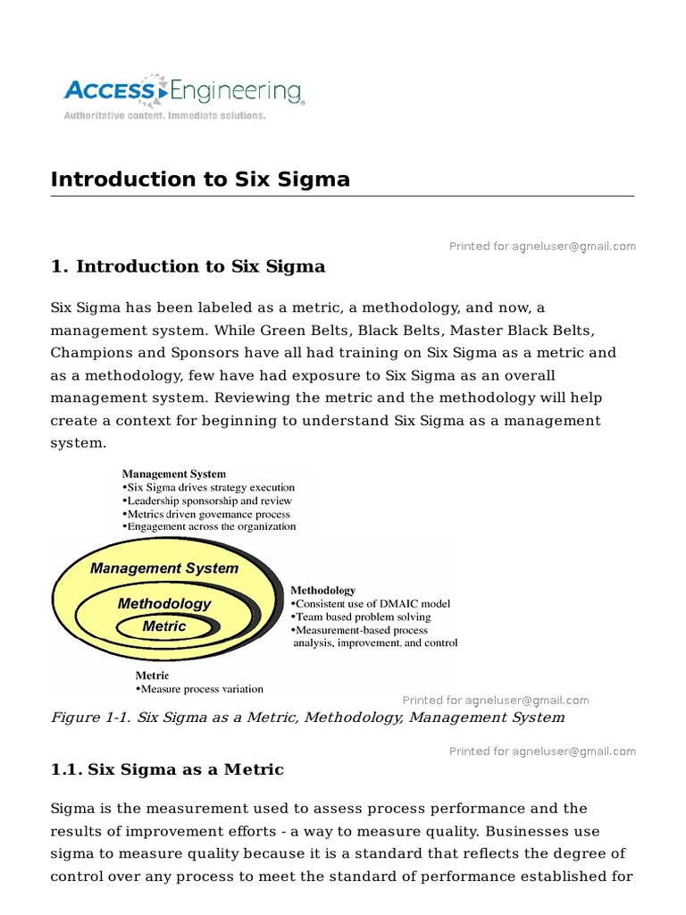 1-Introduction To Six Sigma PDF | PDF | Six Sigma | Strategic Management