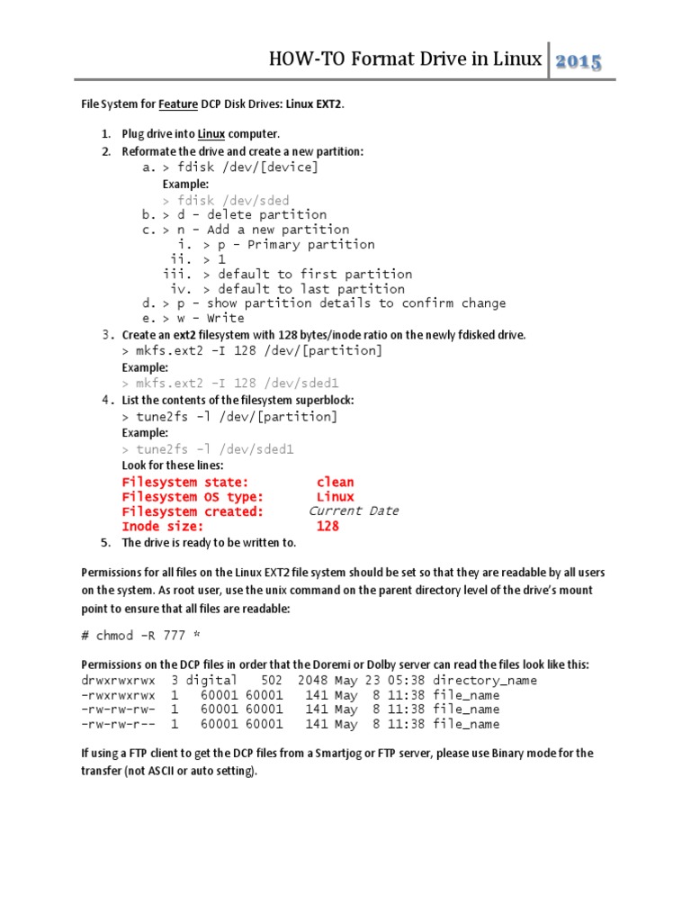 Format Drives for DCP in Linux & Windows | PDF | File System | Computer ...