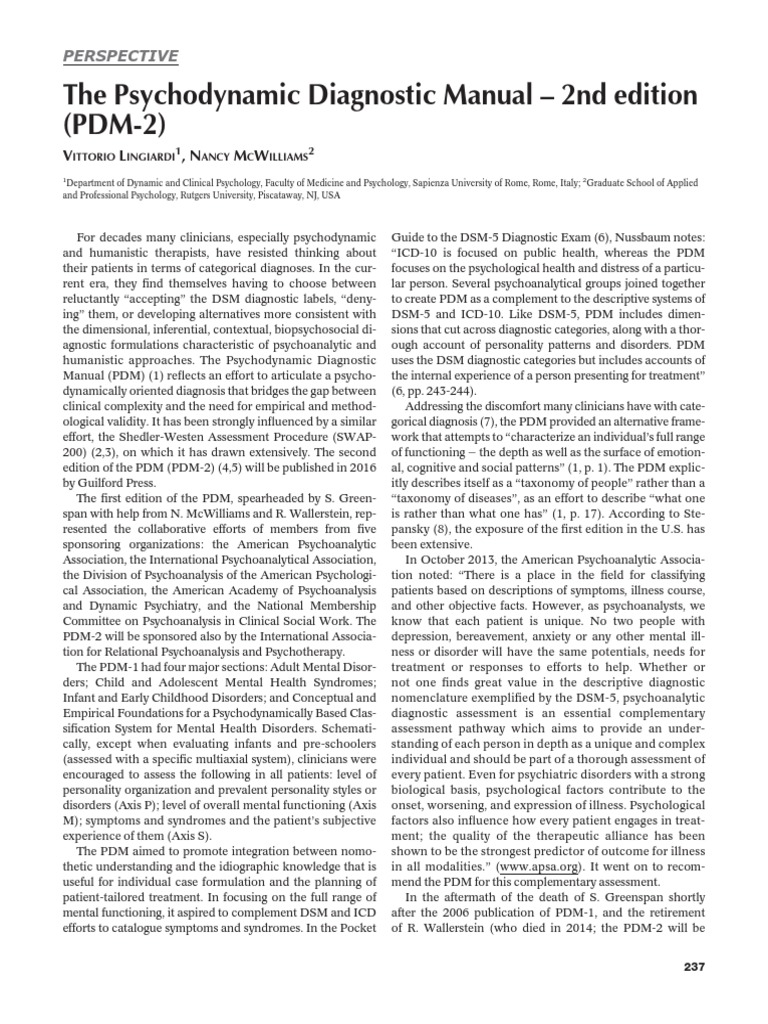 Psychodynamic Diagnostic Manual 2nd Edition PD | PDF | Diagnostic