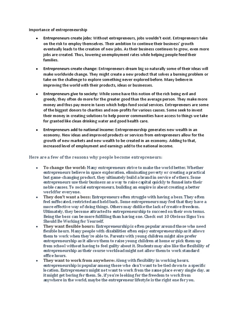 Importance of Entrepreneurship | PDF | Venture Capital | Corporate Finance