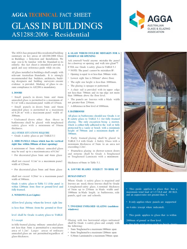 AS1288:2006 Glass Standards Guide | PDF | Stairs | Door