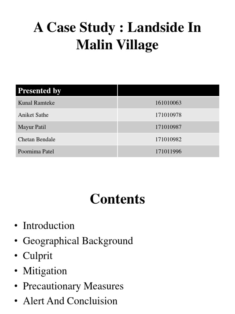 A Case Study: Landside in Malin Village: Presented by | PDF | Landslide ...