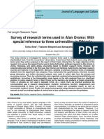 Survey of Research Terms Used in Afan or