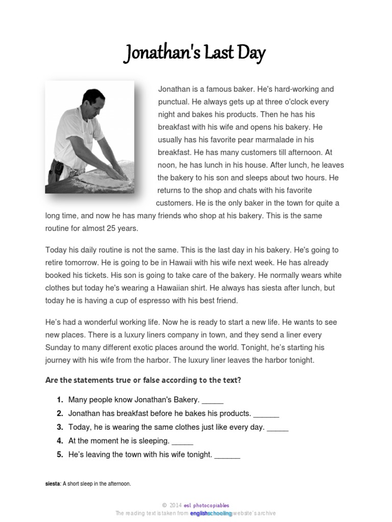 Present Simple Text 1 | Download Free PDF | Bakery