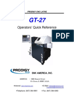 Operators' Quick Reference: Prodigy CNC Lathe