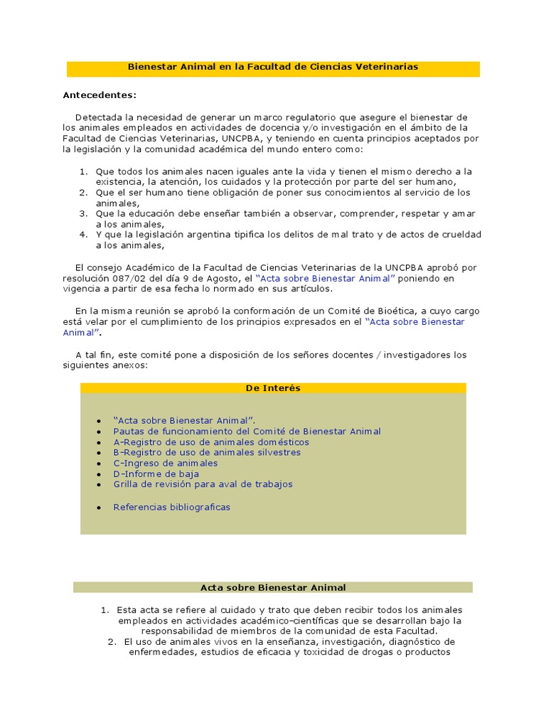 Bienestar Animal | PDF | Bienestar de los animales | Medicina Veterinaria