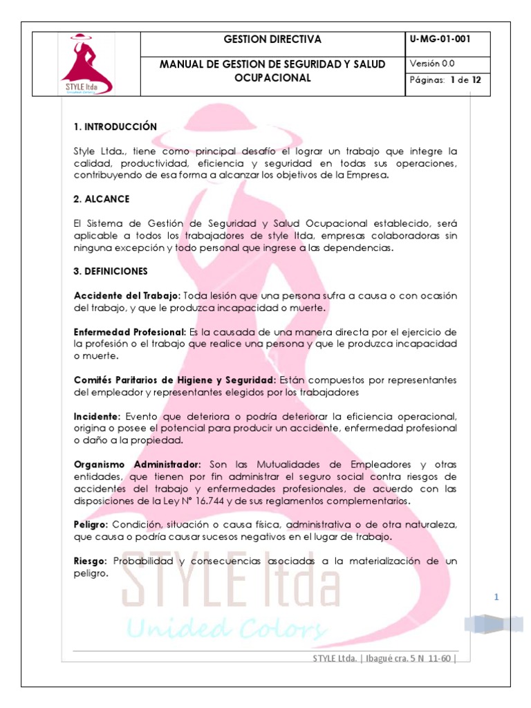 Manual de Seguridad y Salud en El Trabajo | PDF | Seguridad | Seguridad ...