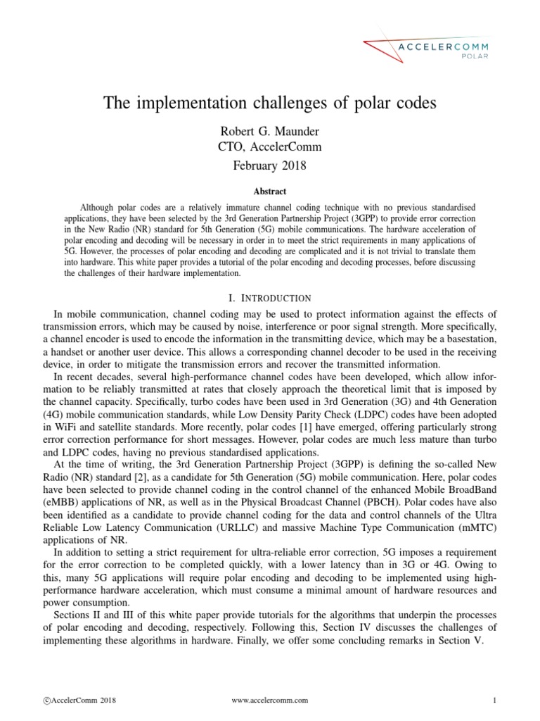 Polar Codes Implementation Challenges | PDF | Low Density Parity Check ...