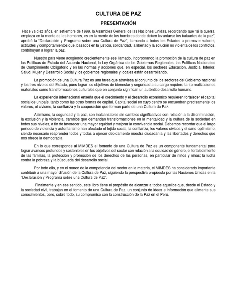 Cultura de Paz 2019 3 Oficial | PDF | Conflicto (proceso) | Paz