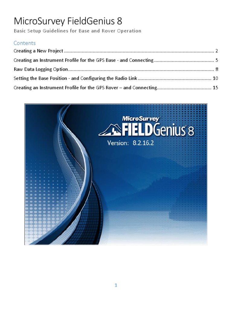 Microsurvey Fieldgenius 8: Basic Setup Guidelines For Base and Rover ...