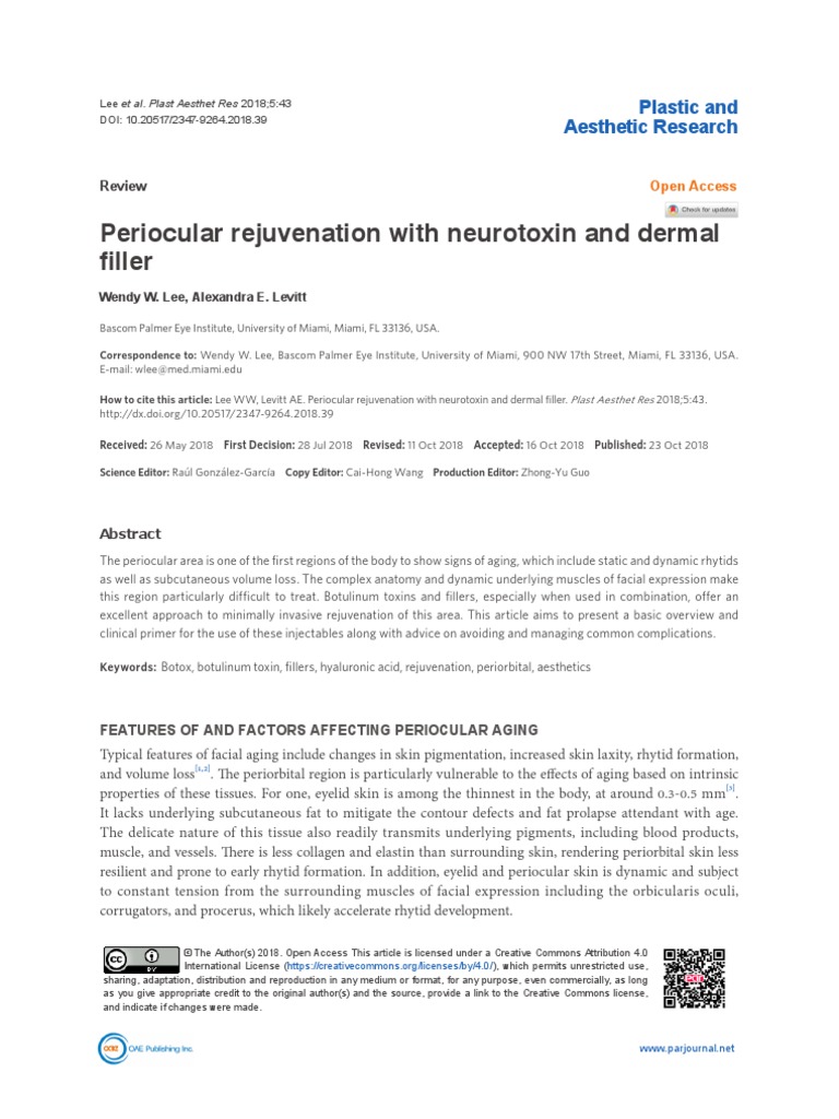 Rejuvenecimiento Periocular | PDF | Botulinum Toxin | Injection (Medicine)