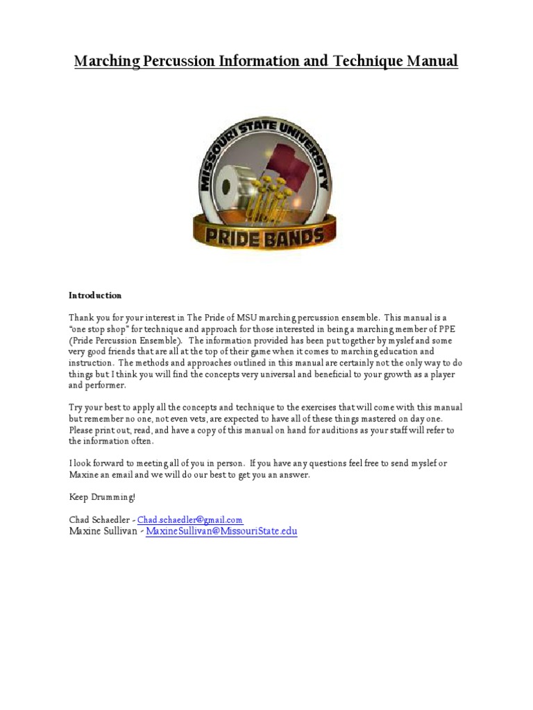 Marching Percussion Information and Technique Manual Maxine Sullivan