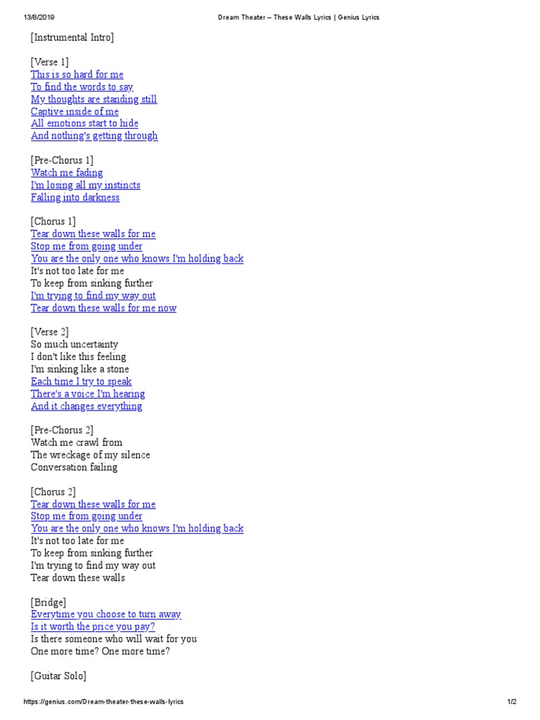 Dream Theater These Walls PDF