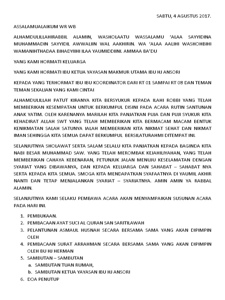 49+ Contoh Sambutan Tuan Rumah Acara Santunan Anak Yatim terbaik