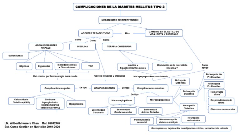 Mapa Mental Complicaciones de La DM 2 | PDF | Endocrino | Diabetes mellitus