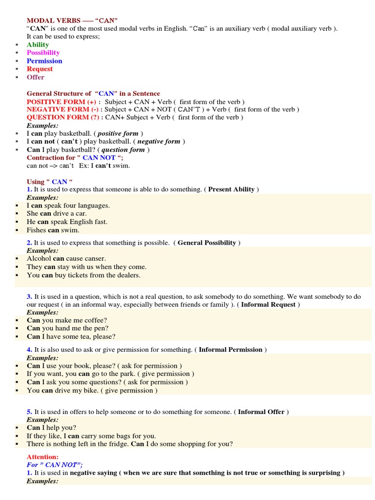 Modal Verbs Pdf Verb Question