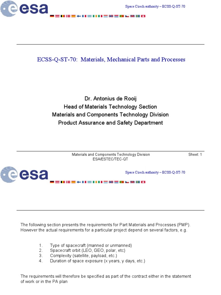 ECSS-Q-ST-70: Materials, Mechanical Parts and Processes | PDF ...