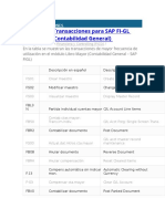 Principales Transacciones para SAP FI-GL (Financiera-Contabilidad General)