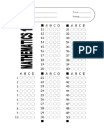 Answers Sheets Blank Form 50 Items