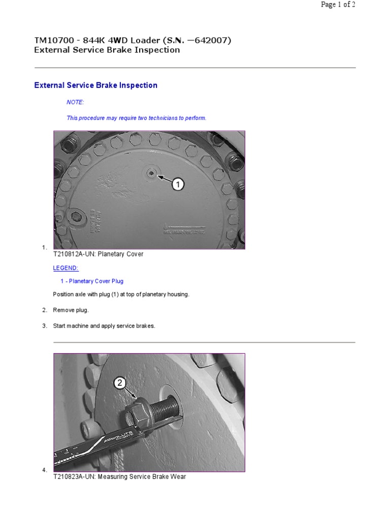 Brake Inspection Procedure for TM10700 | PDF | Machines | Vehicles