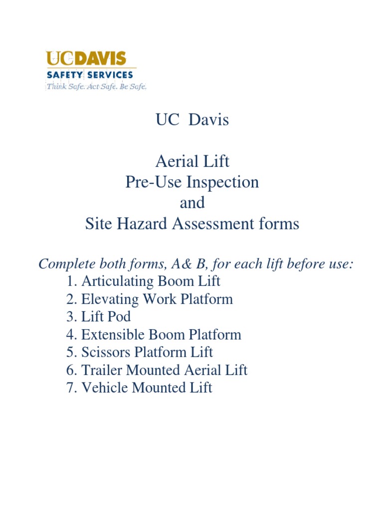 Aerial Lift Inspection Forms PDF Elevator Vehicles