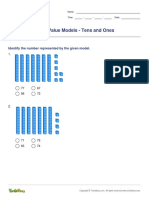 Place Value Models - Tens and Ones: Identify The Number Represented by The Given Model