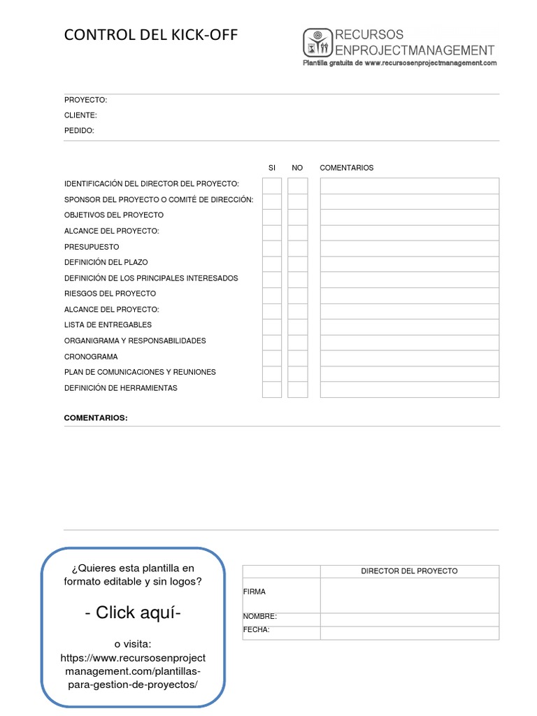 Plantilla de Control de Kick-Off | PDF | Negocios